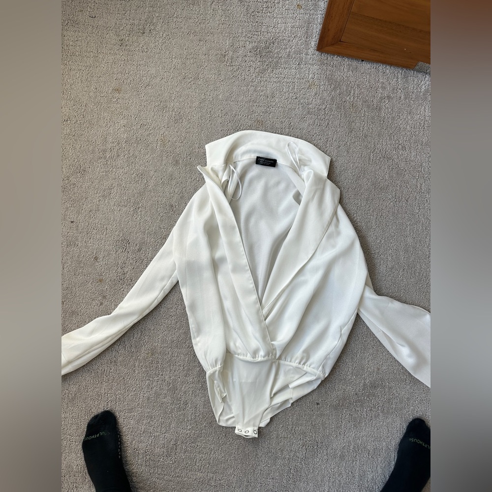 Zara satin bodysuit long sleeve